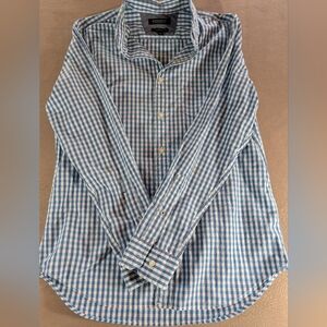 Banana Republic Men’s Camden Fit Slim Check Button Down Shirt Blue/White M